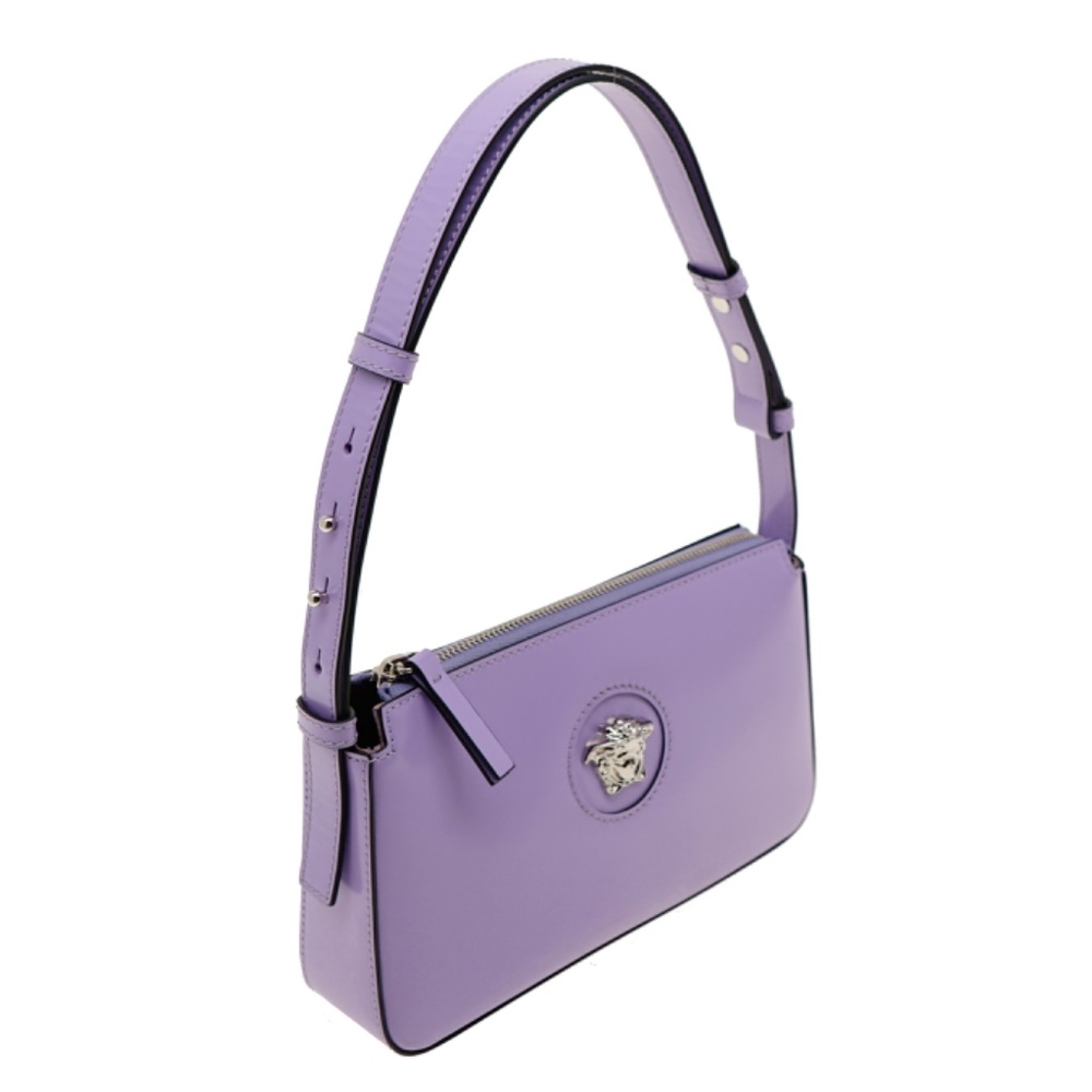Versace Medusa Shoulder Bag Brushed Purple Leather New - Picture 5 of 8